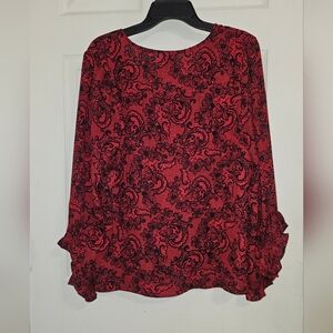 Worthington Red and Black Paisley Blouse